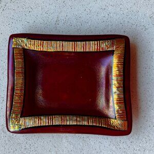 Handcrafted Dichroic Glass Dish With Gold Accents By Cindy Stalnaker of Laguna